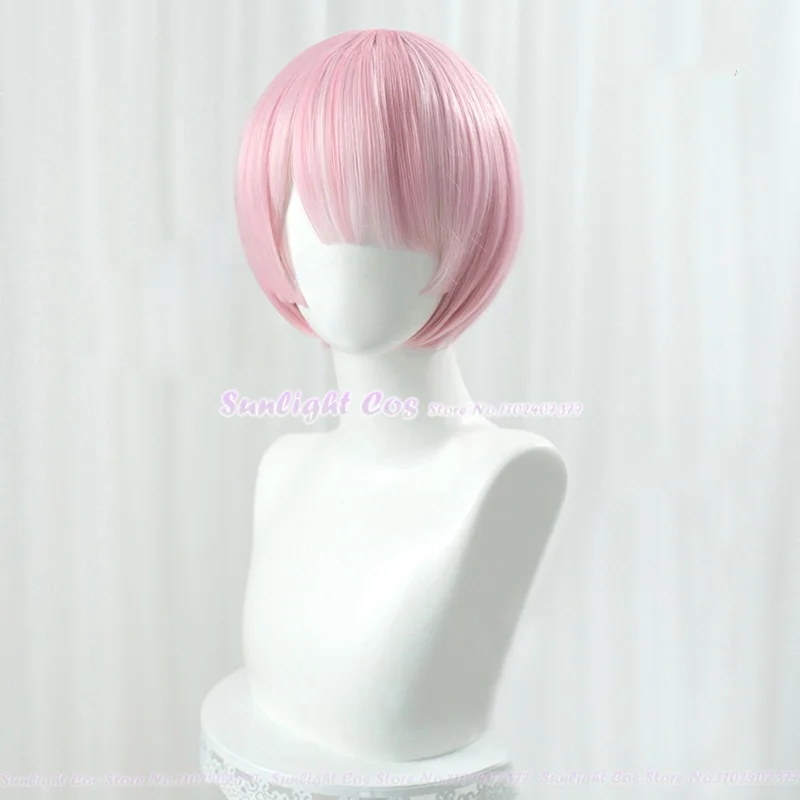 Anime  Pink Ram Cosplay Wig Blue Rem Cosplay Wig Heat Resistant Synthetic Hair Women Wigs