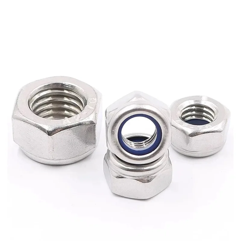 Roestvrijstalen nylon borgmoer zeshoekige antislip en anti-loslatende zelfborgende schroefdop M5