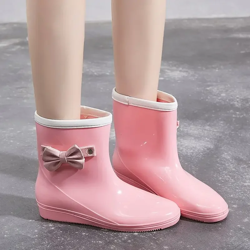 

Women's Korean Cute Butterfly Bow Short Rain Boots Waterproof Anti Slip Fashion Outdoor Rain Shoes​