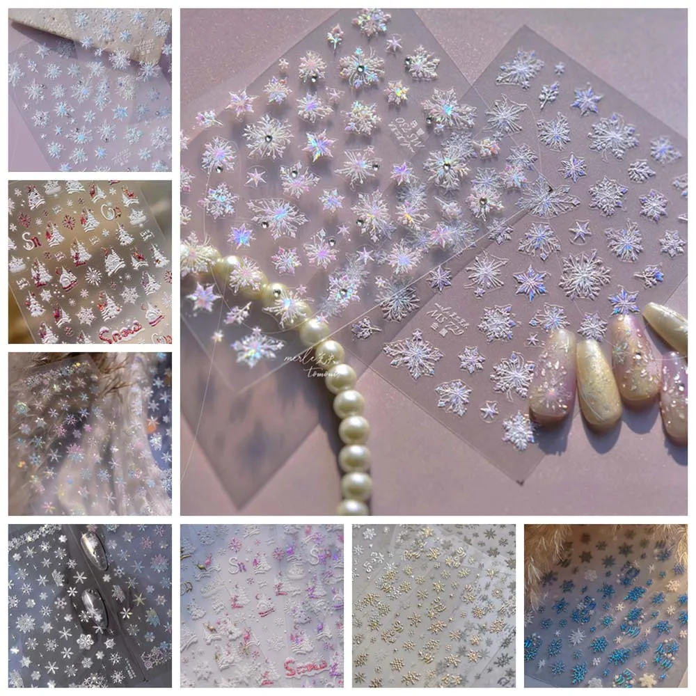 

Nail Accessories Christmas Snowflake Nail Sticker Shell Light New Year Christmas Diamond Nail Decal Christmas Tree Snowflake