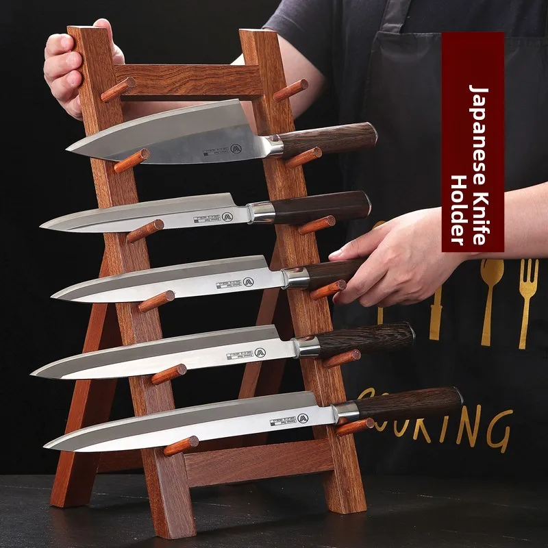 

Японская многоуровневая подставка для ножей из дерева, органайзер для кухонных принадлежностей и утвари