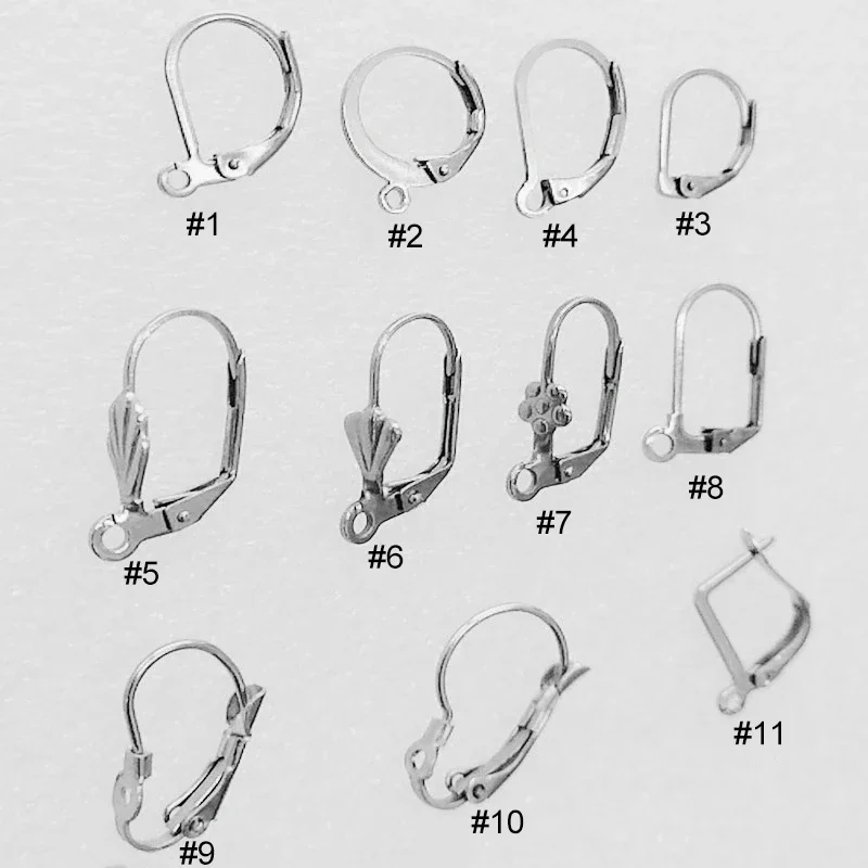 20 pçs/lote alavanca de aço inoxidável volta brincos ganchos franceses tom prata para diy jóias brinco fazendo acessórios suprimentos