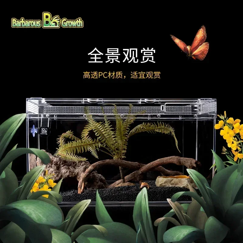 Reptile Breeding Tank Transparent Plastic Reptiles Feeding Box for Lizard Tortoise Tarantula Enclosure Cage Reptiles Supplies