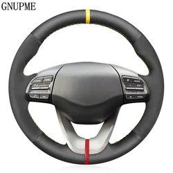 Hand-Stitched Black Soft Genuine Leather Suede Car Steering Wheel Covers For Hyundai Veloster i30 Elantra 2017 2018 2019 2020