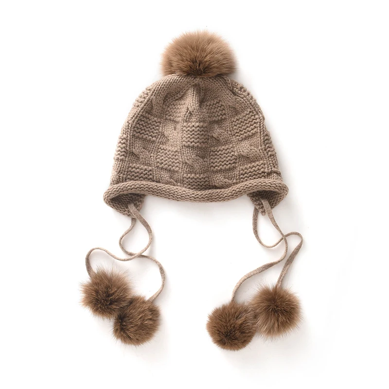

Autumn and Winter New Women's Hat 100% Cashmere Women's Ear Protection Hat Ski Hat Knitted Women's Hat Warm and Fashionable
