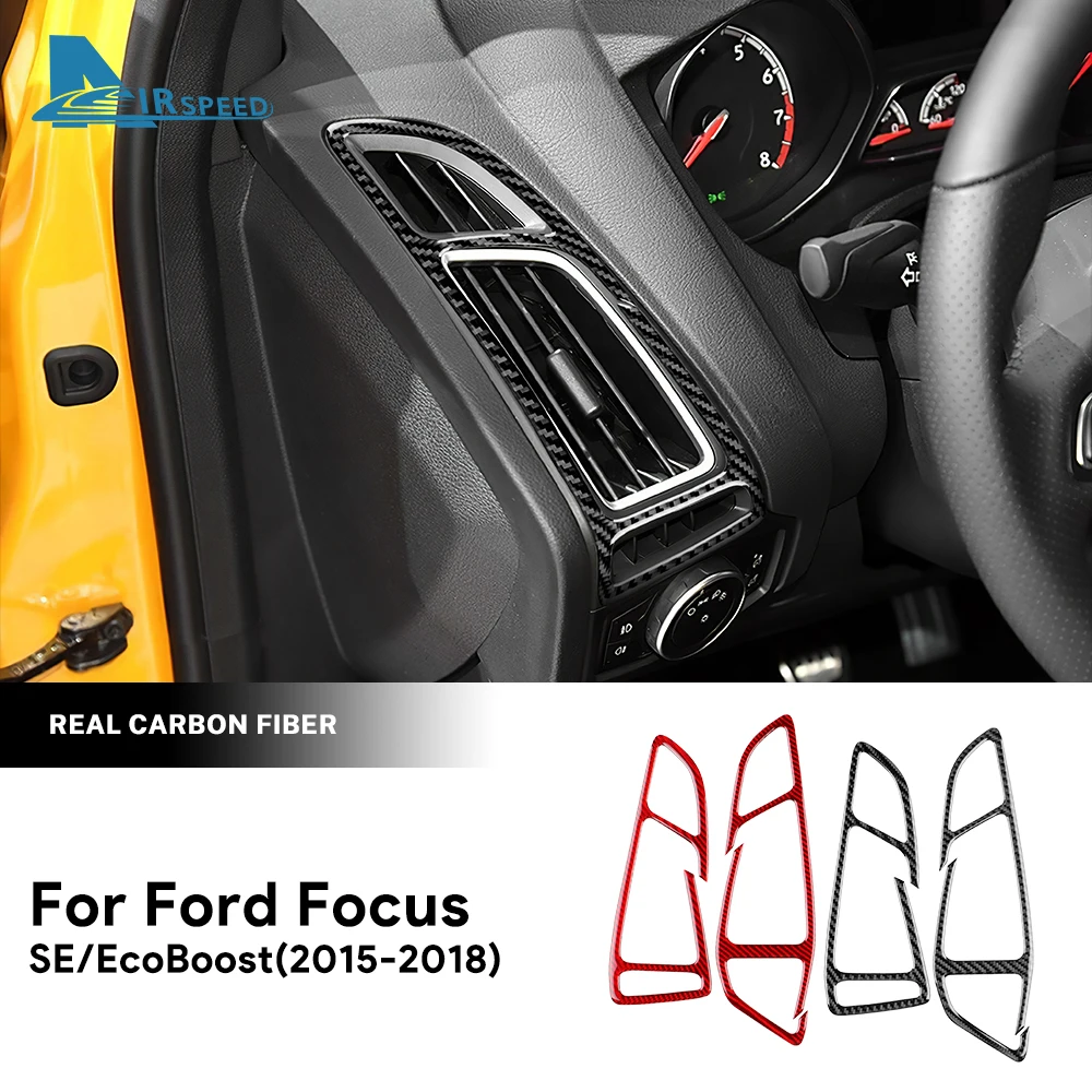 Naklejka z prawdziwego miękkiego włókna węglowego do Ford Focus SE RS ST Ecoboost 2012-2015 2016 2017 2018 LHD RHD Boczna strona samochodu z wylotem instrumentu