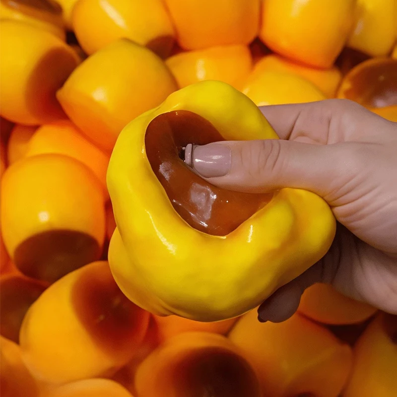 Pelota Antiestrés de Pudín de Caramelo Crujiente y Blandito, Juguete Sensorial ASMR para Apretar, Regalo Festivo