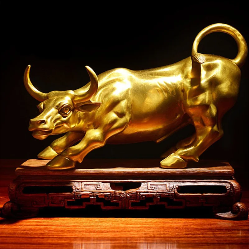 Resin Wall Street Bull Sculpture Model Collection Crafts Wealth Decoration Ornaments OX Animal Modern Art Decor Items