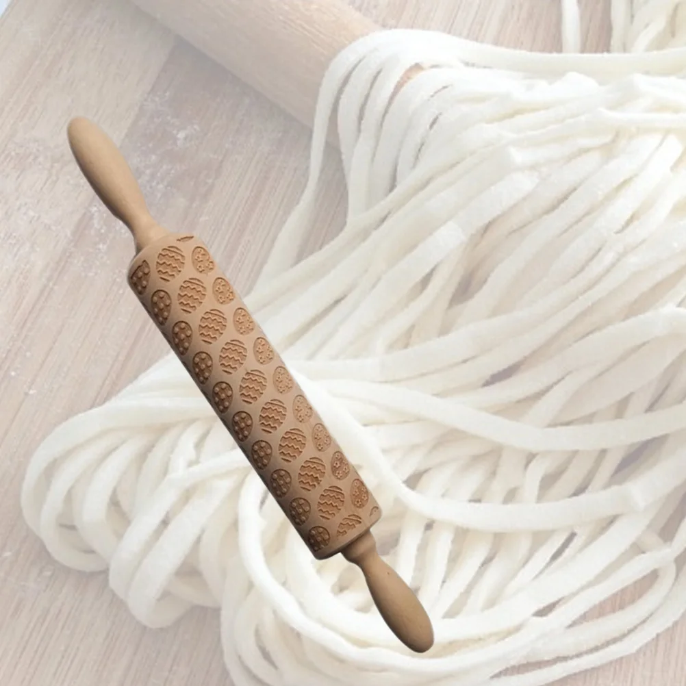 

Wooden Rolling Pin for Easter Egg Printing Ideal Cookie Pastry Baking Pins Embossing Home Kitchen Use Sturdy NonSlip