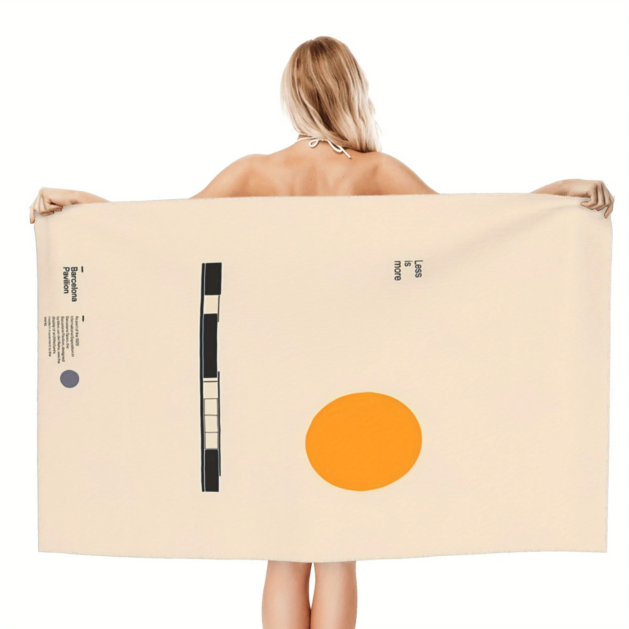 Customize 1pc Barcelona Pavilion Modern Bauhaus Architecture Beach Towel - Minimalist Mies Van Der Rohe Design, Quick-Dry Absorb