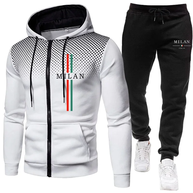 Men's Tracksuit Casual Zipper Hooded Sweatshirts Dot Coat Autumn Winter Sports Jogging Clothing Daily Outdoors Jacket Streetwear - view 2