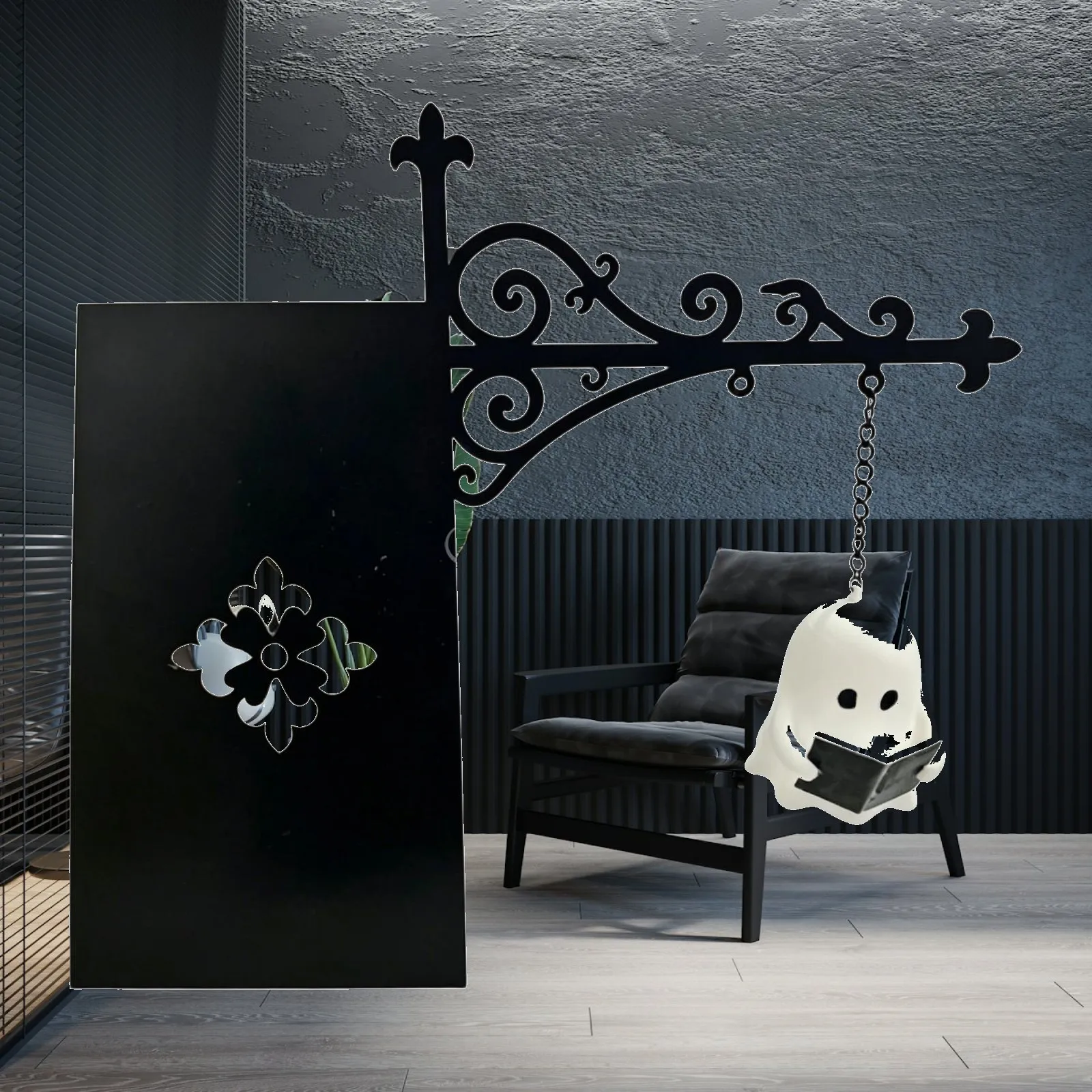 Ghost Bookshelf Lantern Fantasy Room Decor Ghost Book Nook Lamp Study Hanging Lighting Iron Ornament Library Mini Bookshelf Lamp