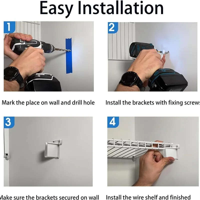 ABRW-Wire Shelf End Brackets,Plastic Closet Shelves Brackets Wall Mount Brackets Wire Shelf Corner Support Wall Bracket