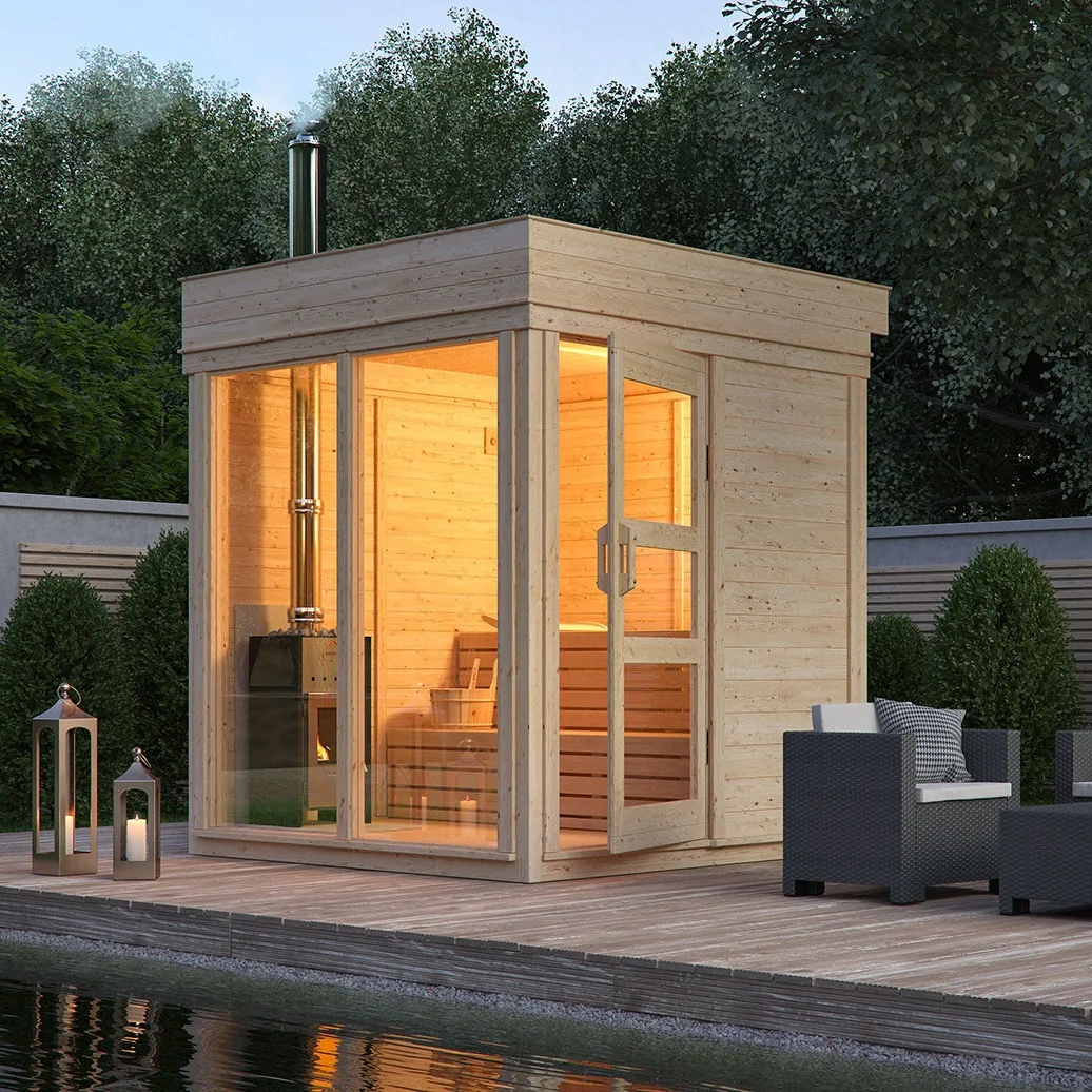 Factory sale Large steam sauna Wooden outdoor sauna
