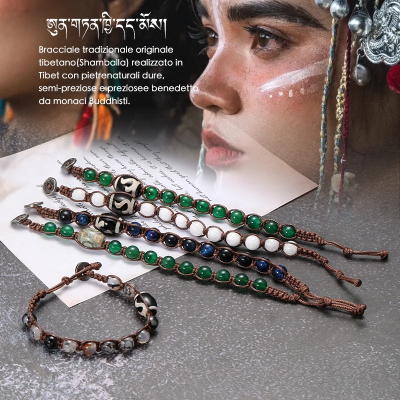 

Natural Stone Beads Bracciale tibetana Men Ruyi Gourd Meditation Mantra Bracelet for Men Yoga Jewelry for Women bracciali uomo