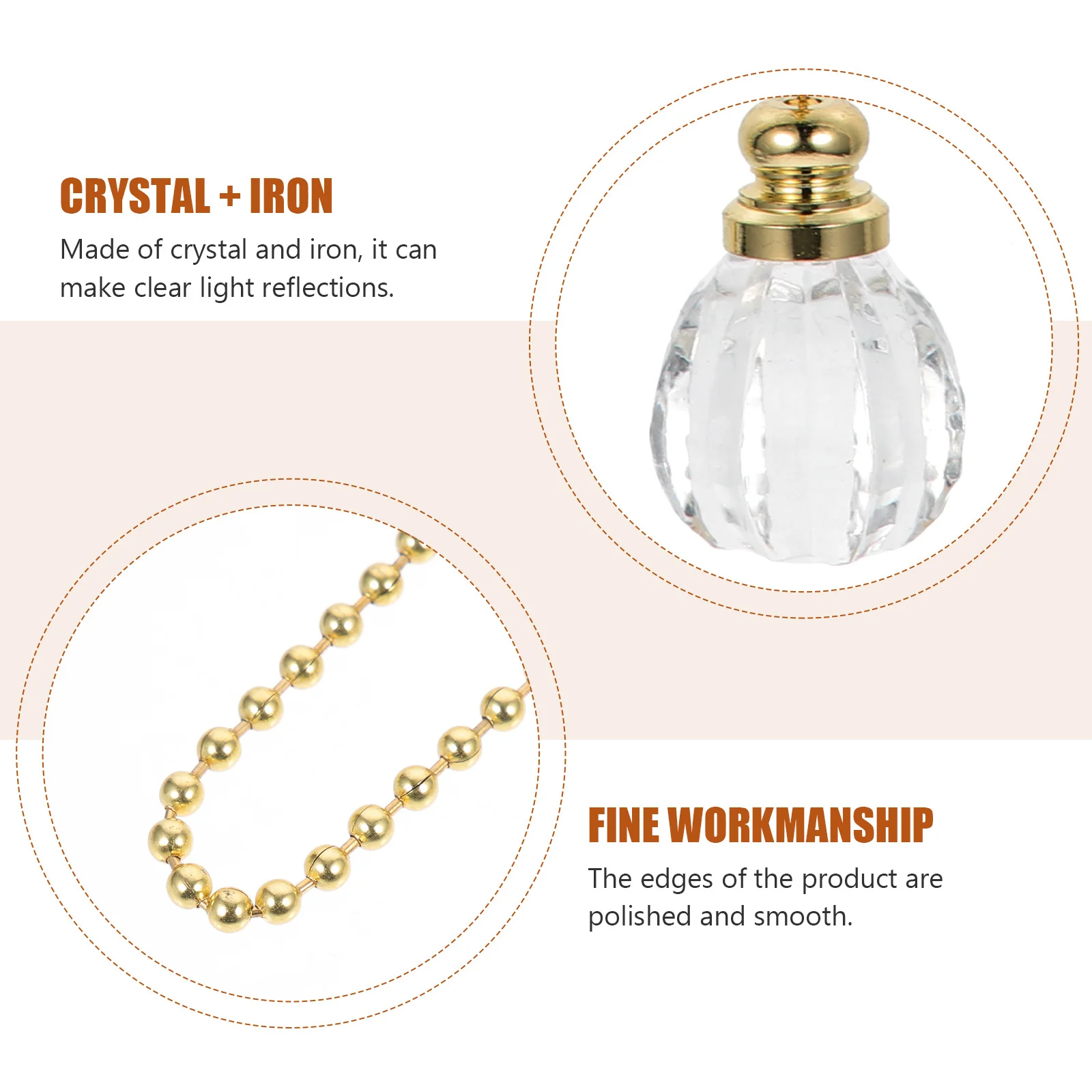 

2Pcs Crystal Ceiling Fan Pull Chain Extension Snap Connector Decorative Chain Clear Light Reflection Fan Pull Chains for Ceiling