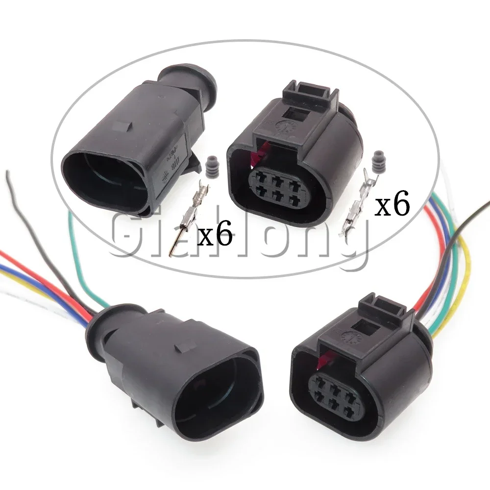1 Set 6 Ways AC Assembly Auto Parts Car Sealed Connector For VW Automobile Throttle Position Sensor Waterproof Wire Socket