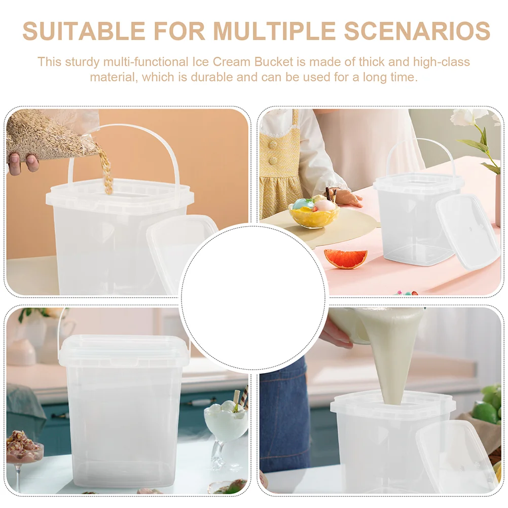 10 Pcs Portable Ice Cream Bucket Square Container Cube Pp Tray Reusable Containers with Lids