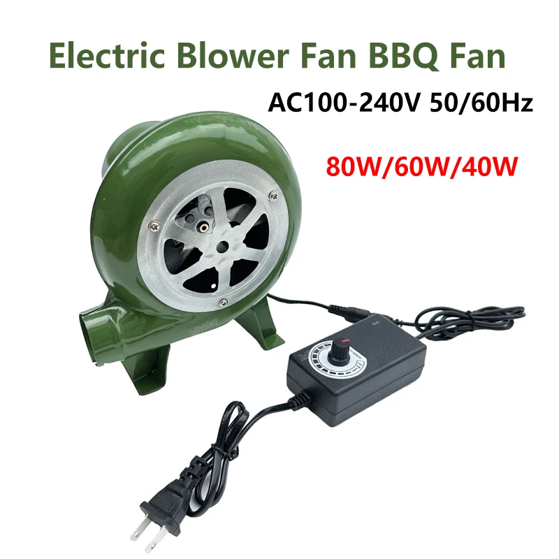 Electric Blower Fan BBQ Fan 100v 220v Suitable for Barbecue Mini Blacksmith Forges Blower with Speed Adapter AC100-240V M89B