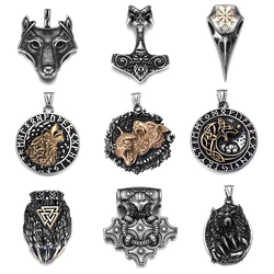 316L Stainless Steel Norse Viking Wolf Bear Deer Animal Pendant for Men Necklace DIY Accessories Finding Jewelry Making Charm