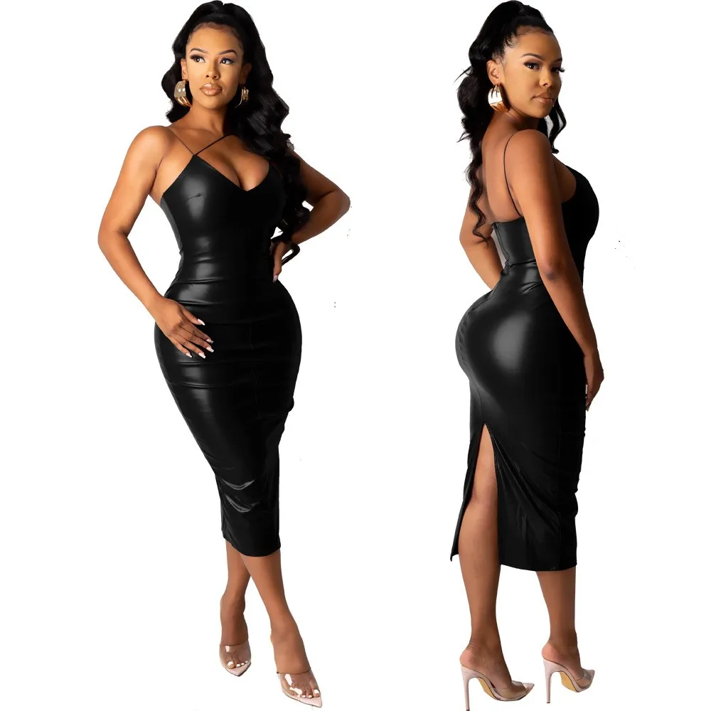 

Sexy A79 Strapl Slit Leather Dr Clubwear mid Waist Bodycon Skirt Single Piece Busin And Home Use Autumn Collection