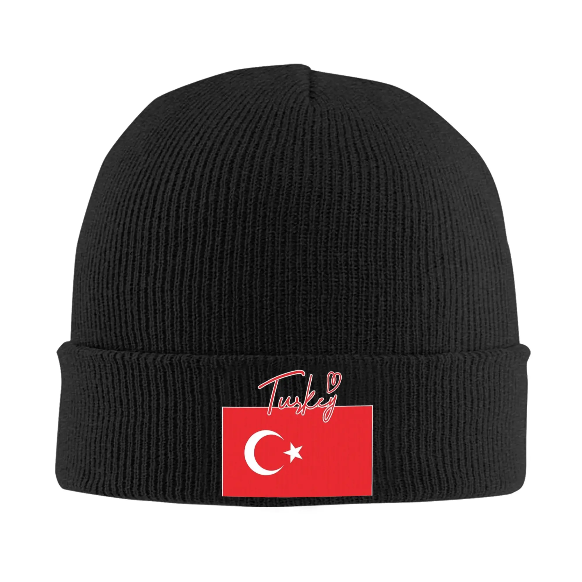 Turkish Flag Turkey Proud  Knitted Caps for Women Men Beanie Autumn Winter Hat  Crochet Melon Cap