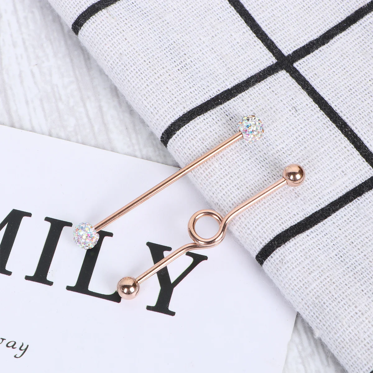 

8Pcs Stainless Steel Industrial Ear Studs Arrows Screw Rose Gold Barbell Earring Piercing Jewelry for Women Men Trendy Use