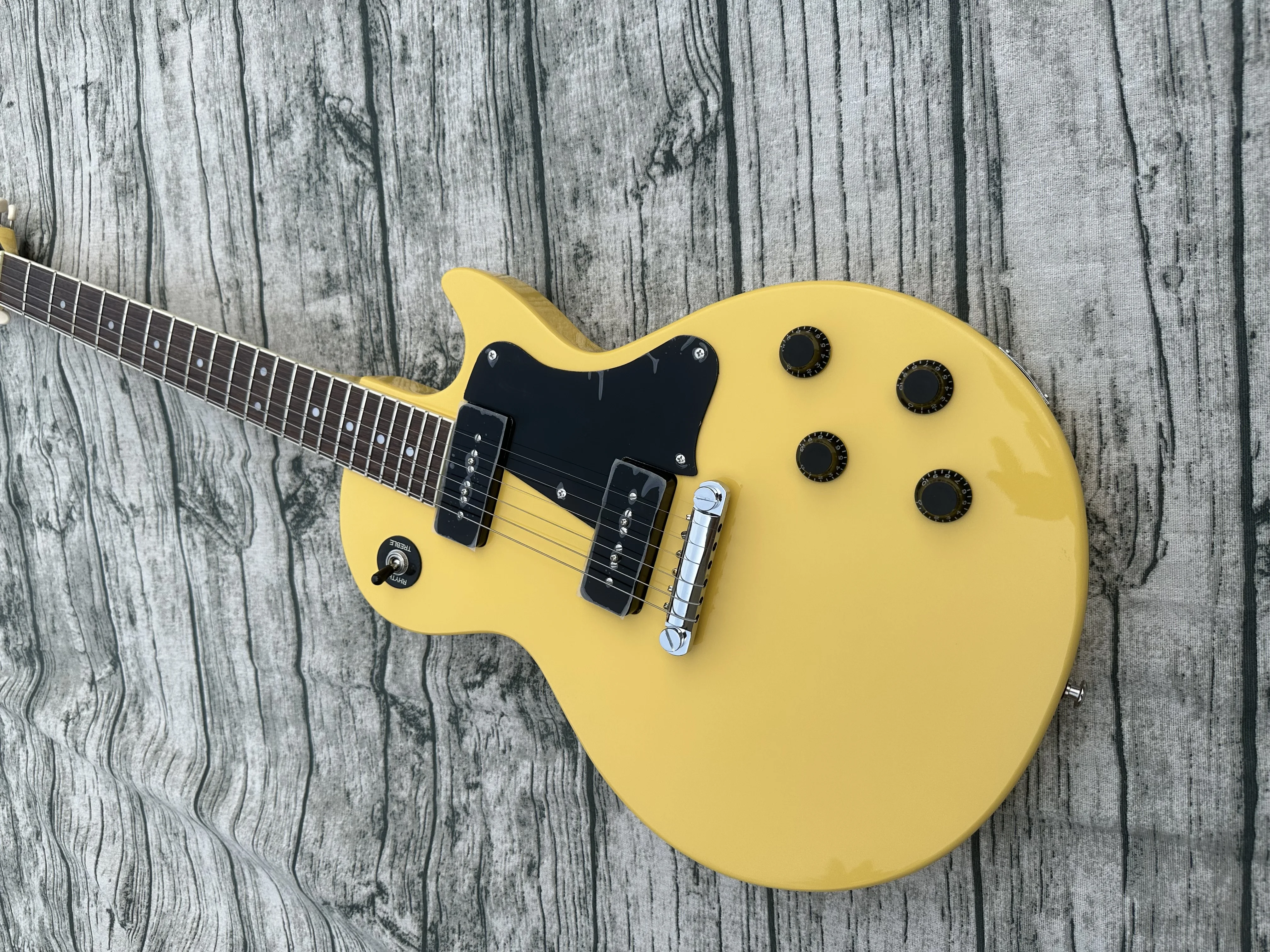 Standard electric guitar, TV yellow, cream yellow, bright, cream white retro tuner, available, lightning package