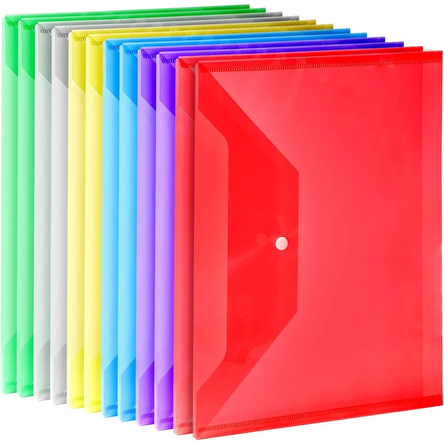 

Plastic Folder, 12 PCS Document Plastic Folder, A4 Size Plastic Envelope with Snap Closure, Clear Document Folder
