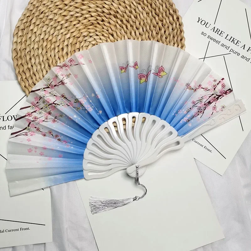 Chinese Style Folding Fan Lady Hand Fan For Dance Wedding Party Vintage Foldable Fan Portable Summer Cooling Tools