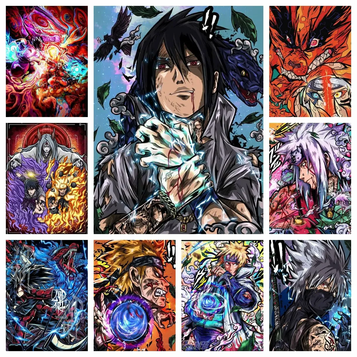 Japanese Anime Naruto Sasuke Kakashi Diamond Painting Painted style Kit 5D Embroidery Handmade Art Gift Crafts Home Decoration