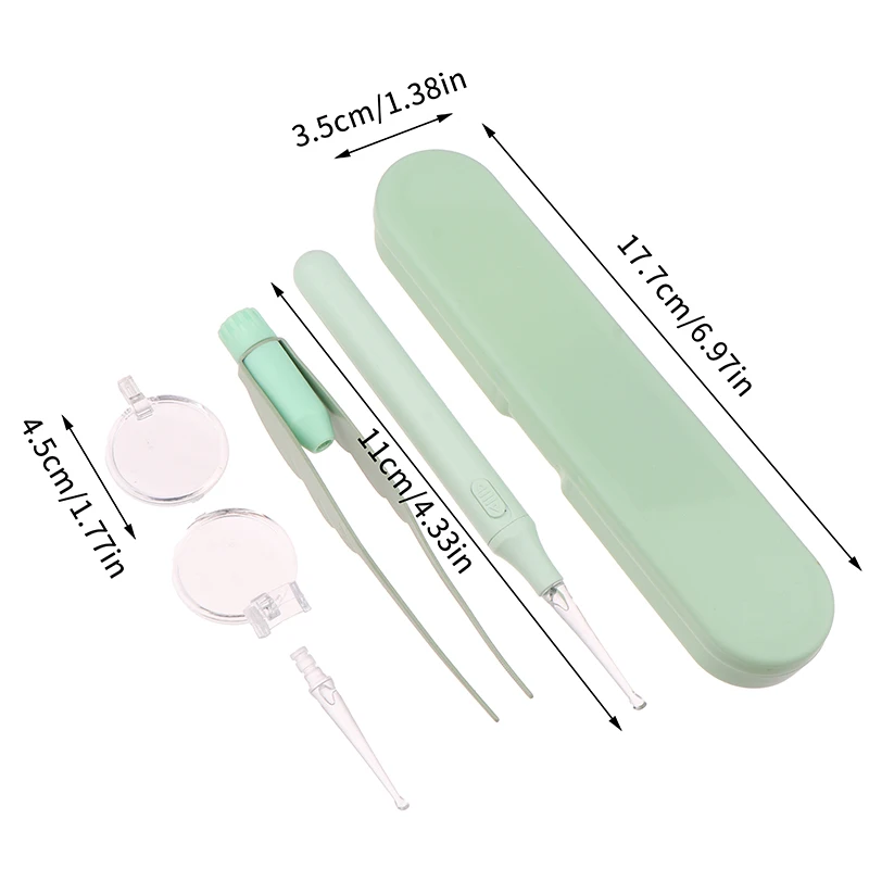 Kit de nettoyage des oreilles avec lumière LED, Kit d'élimination du cérumen pour enfants et adultes, cuillère à cérumen, pelle et pincettes, outil de soins du nettoyage des oreilles