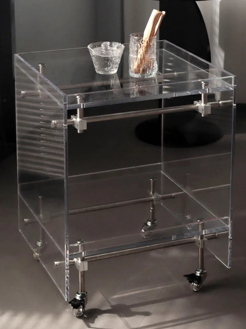 Acrylic Can Move The Side of A Few Carts Light Luxury Minimalist Style Coffee Table Transparent Bedside Table Shelf