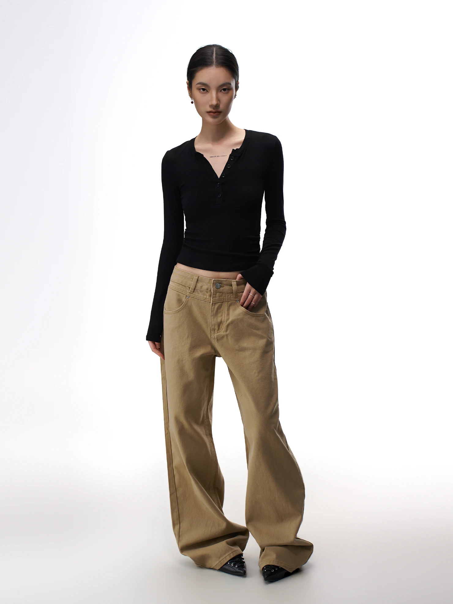 

American Retro Wide Leg Denim Jeans Women's Brown Loose Straight Casual Cotton Spring New Sle Slimming Long Trousers
