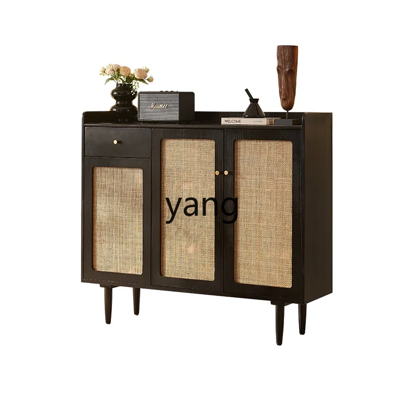 

yjq retro rattan locker porch living room small apartment storage cabinet