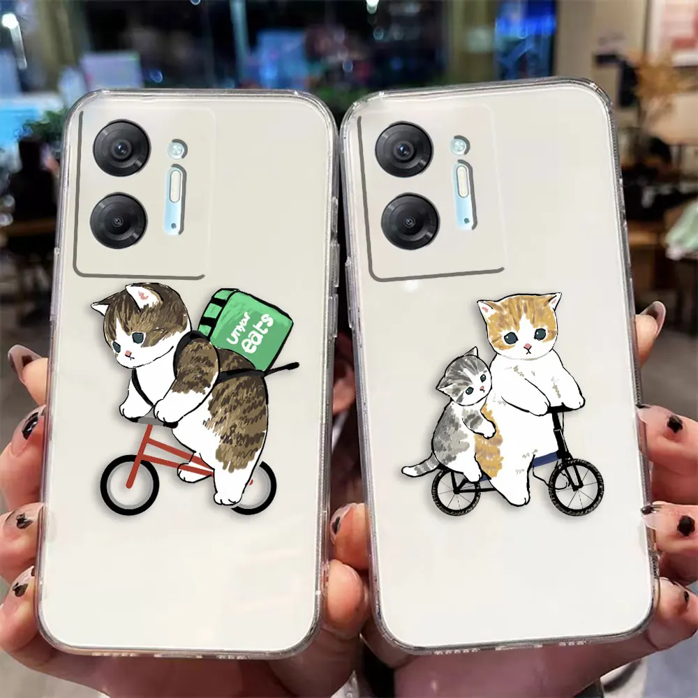 Clear Phone Case For Infinix HOT 9 10 11 12 12i 20 20s 30 30i POVA 2 3 4 PRO PLAY Case Funda Shell Cute Cat Cartoon Illustration