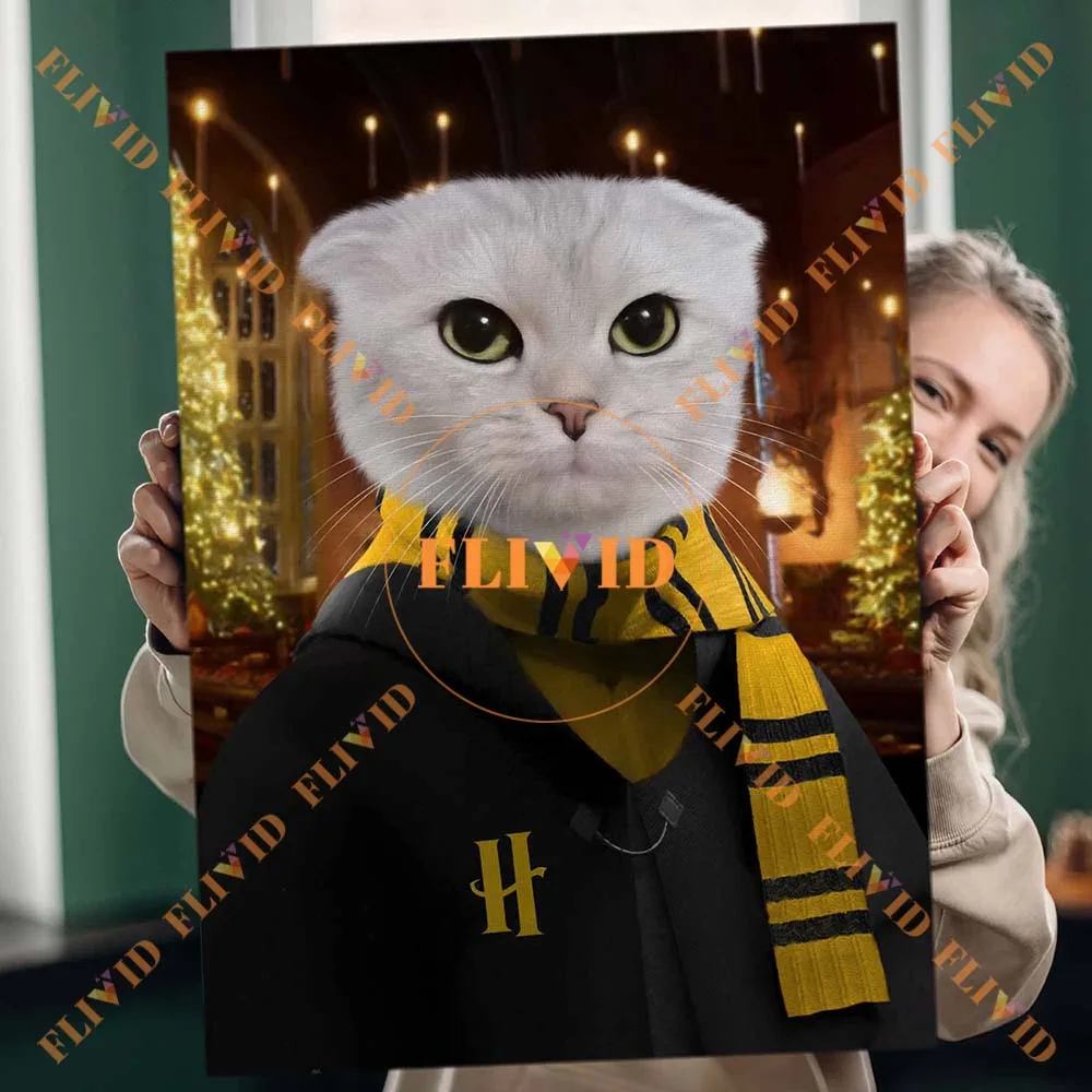 

Custom Cat College Style Magical Movie Portrait Royal Dog Poster Wall Art Canvas Painting Wall Pictures For Room Unframed