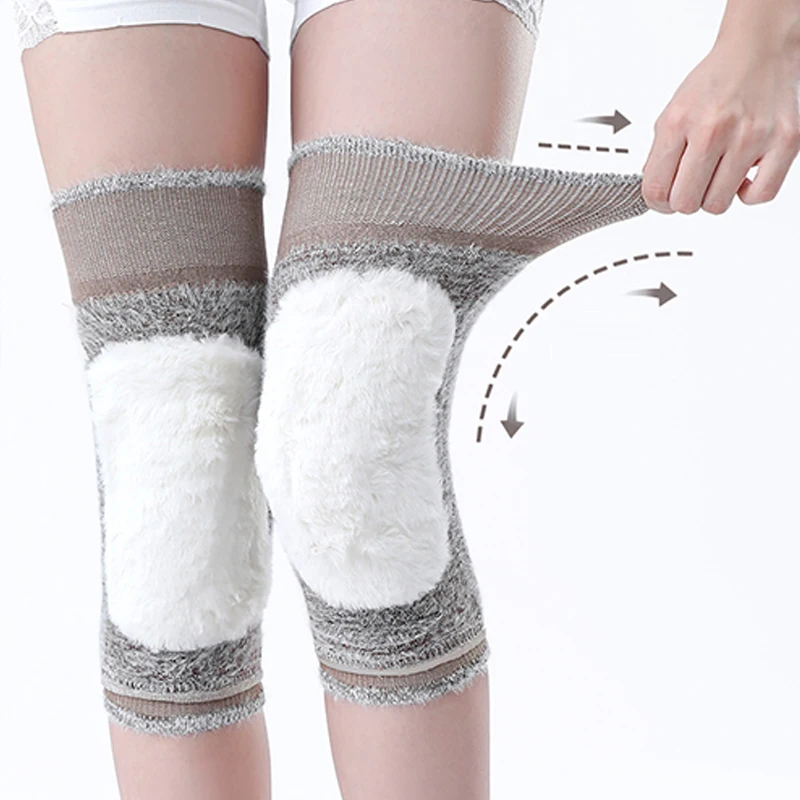 Winter Warm Plus Velvet Leg Warmers Anti Cold Knee Pads Brace Support Guard Protector Leg Sleeves Long Thermal Kneepad