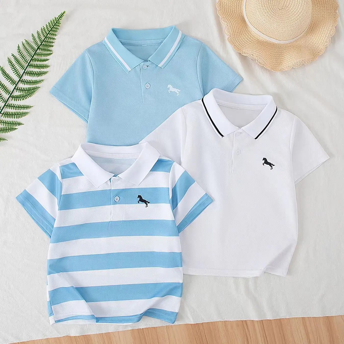 3-piece Set Of Children's Summer Fresh Combination Polo Shirt For Boys And Girls Versatile And Handsome Short Sleeved Lapel T-sh