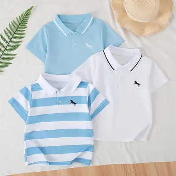 3-piece Set Of Children's Summer Fresh Combination Polo Shirt For Boys And Girls Versatile And Handsome Short Sleeved Lapel T-sh
