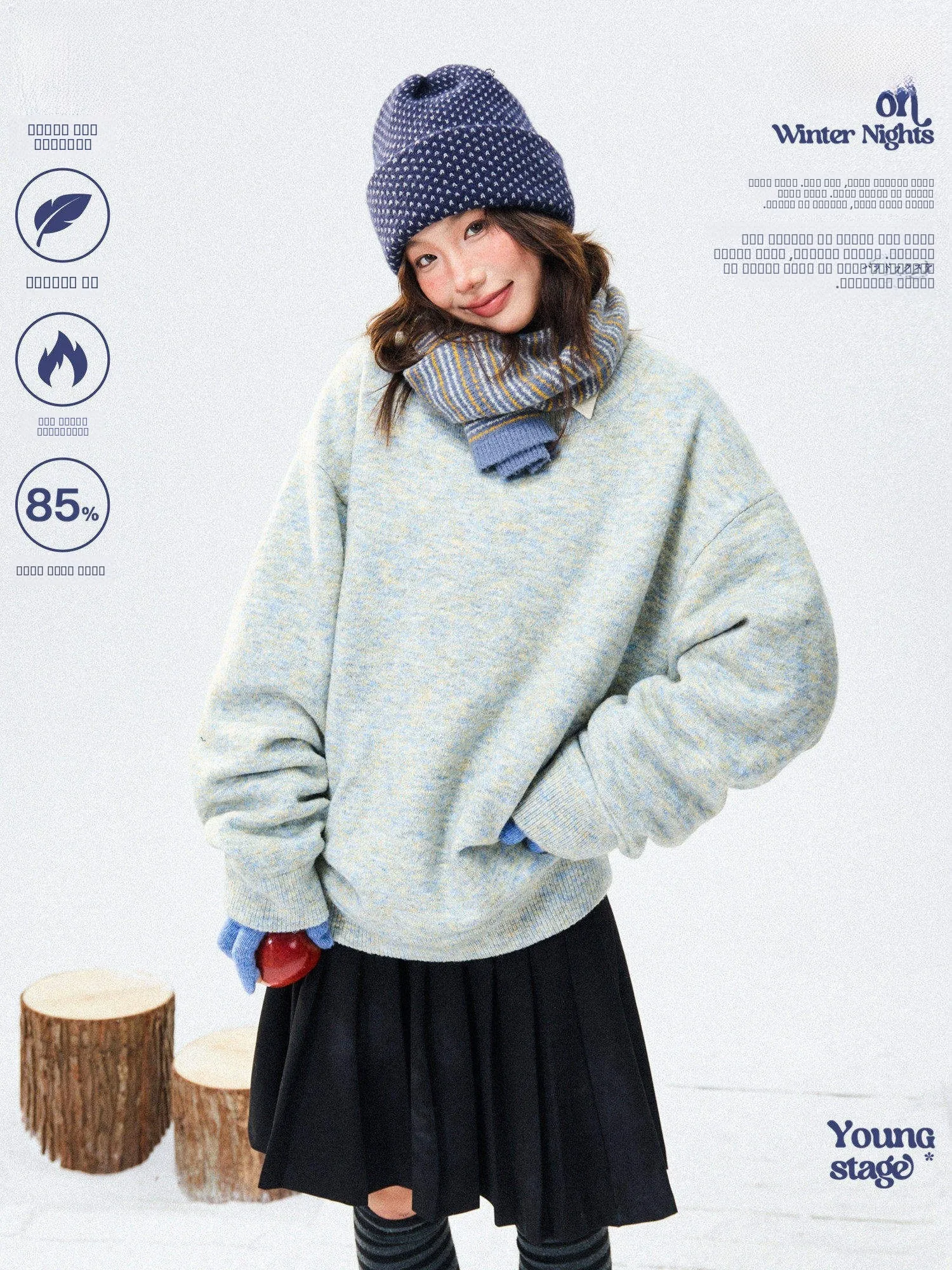 

Женский свободный свитер-кардиган Young Stage с круглым вырезом, вязаный в горошек, теплый зимний модный женский пуховик