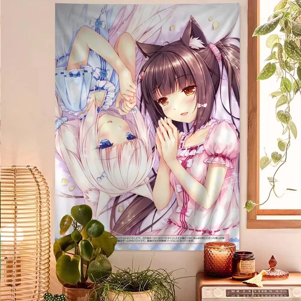 Kawaii Anime Girl Wall Hanging Girls' Bedroom Dormitory Backdrop Gift for Anime Enthusiasts Room Decor