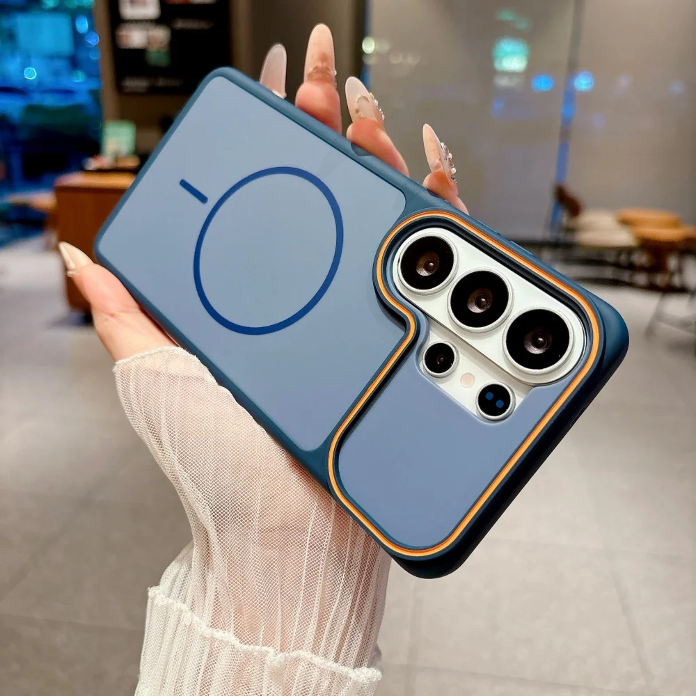 Luxury Color Collision Matte Magnetic Case for Samsung Galaxy S26 S25 S24 Ultra S26Plus S25 S24 S23 For Magsafe Shockproof Cover