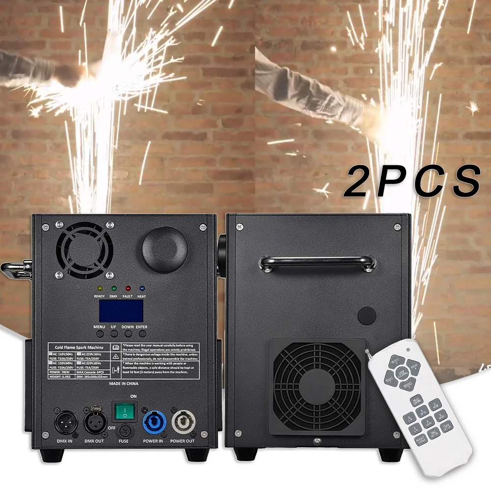 Calefacción electrónica de 2 piezas, máquina de chispa fría de 700W, DMX, Control remoto, equipo de efecto de fuegos artificiales para escenario,