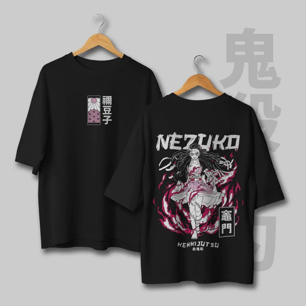 Demon Slayer Kamado Nezuko T-shirt graphique hommes femmes coton à manches courtes t-shirt surdimensionné décontracté hauts été Streetwear Cosplay Y2k
