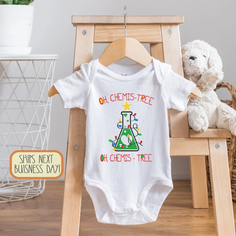 Funny Christmas Chemistry Baby Bodysuit Custom Kids T Shirt Big Sister Little Brother Matching Sibling Outfits Personalized Name