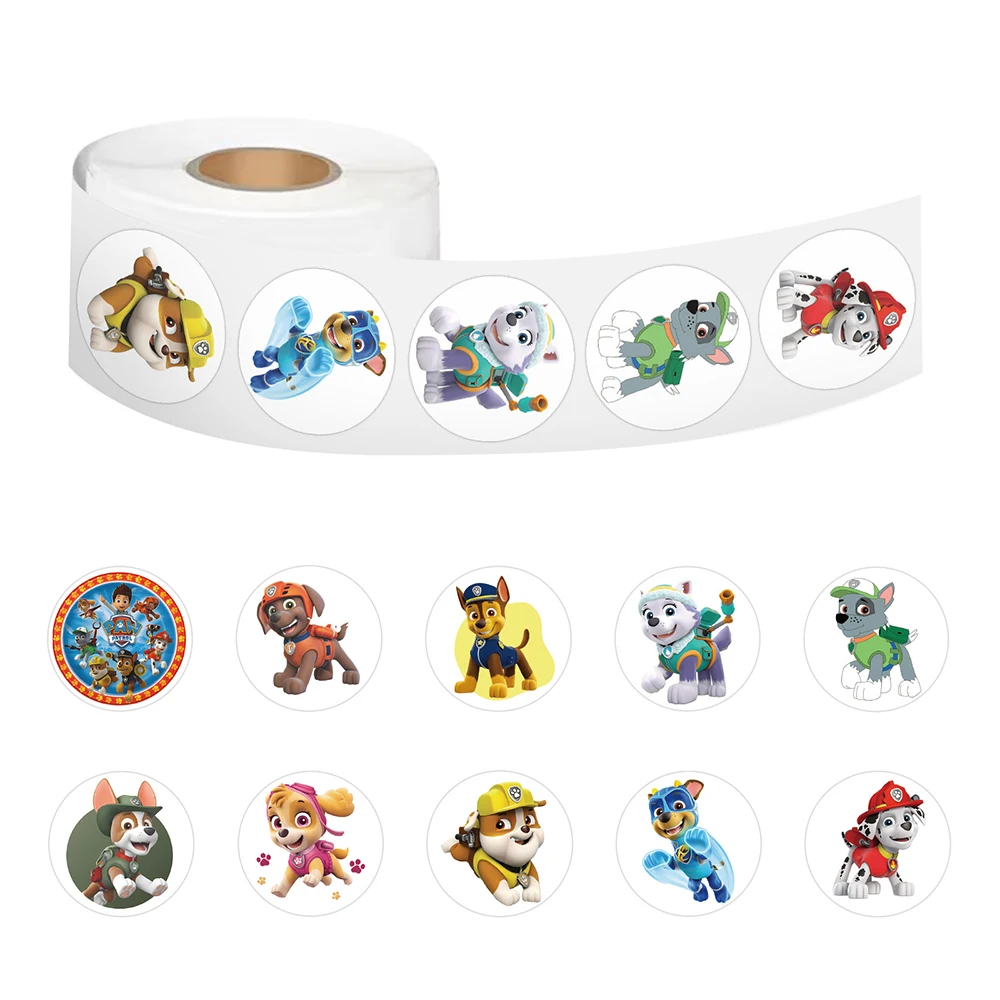 500 ピース/ロールパウパトロールシールステッカー漫画報酬デカールおもちゃギフト防水 DIY 文具ラップトップスーツケースノートブック