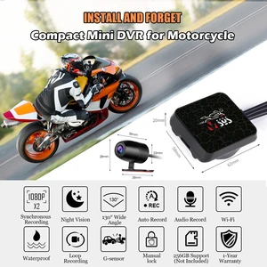 SYS-VSYS Dual DVR motorcycle, 1080p, Action Camera Recorder, Front and Rearviewer, Dash Cam Handalhand, Black, Night Vision Box Main Motor Motorcycle Sales - №3