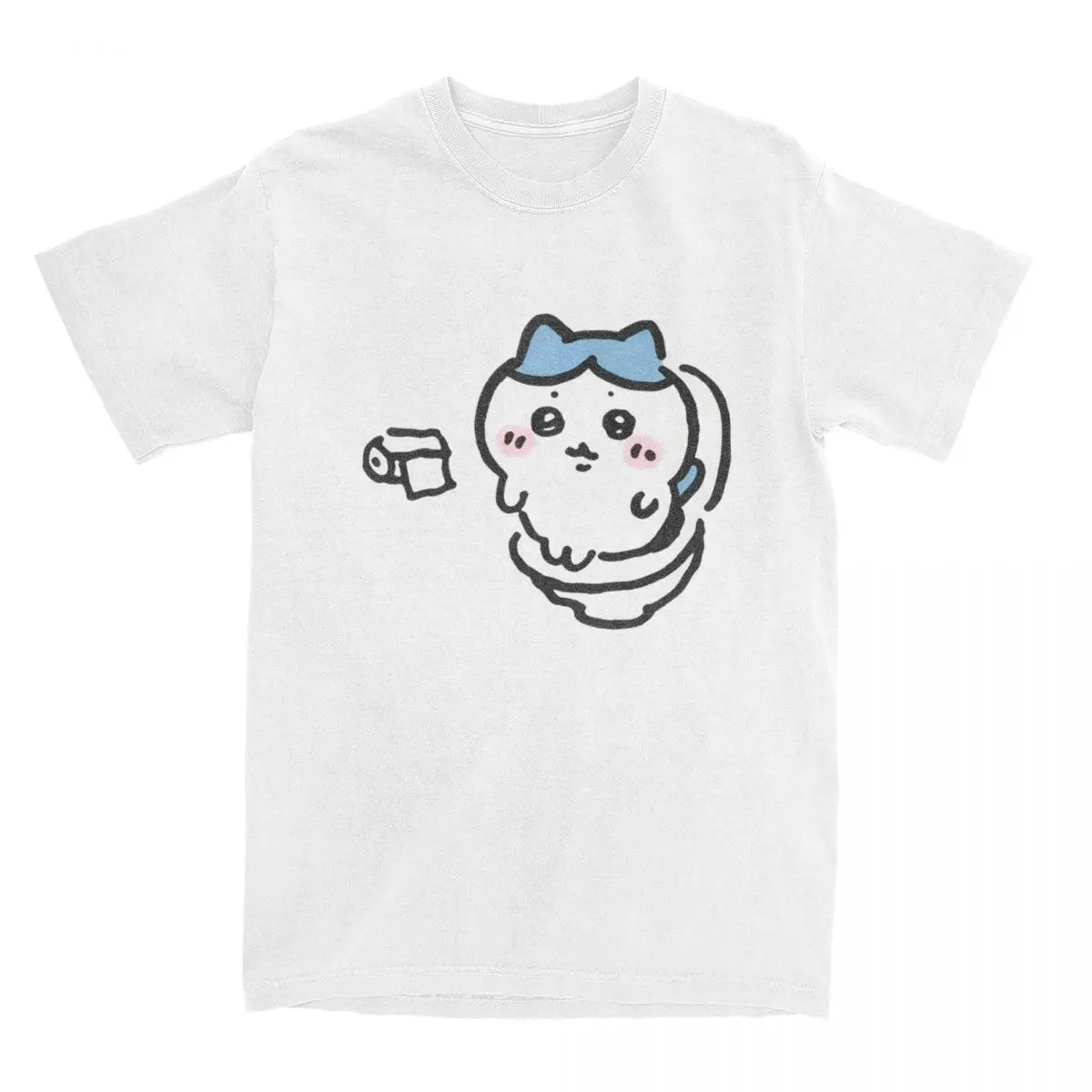 Chiikawa Toilet Time T Shirt Male Aesthetic Pure Cotton T-Shirts Summer Comfortable Popular Tee Shirt Custom Logo Oversized Tops