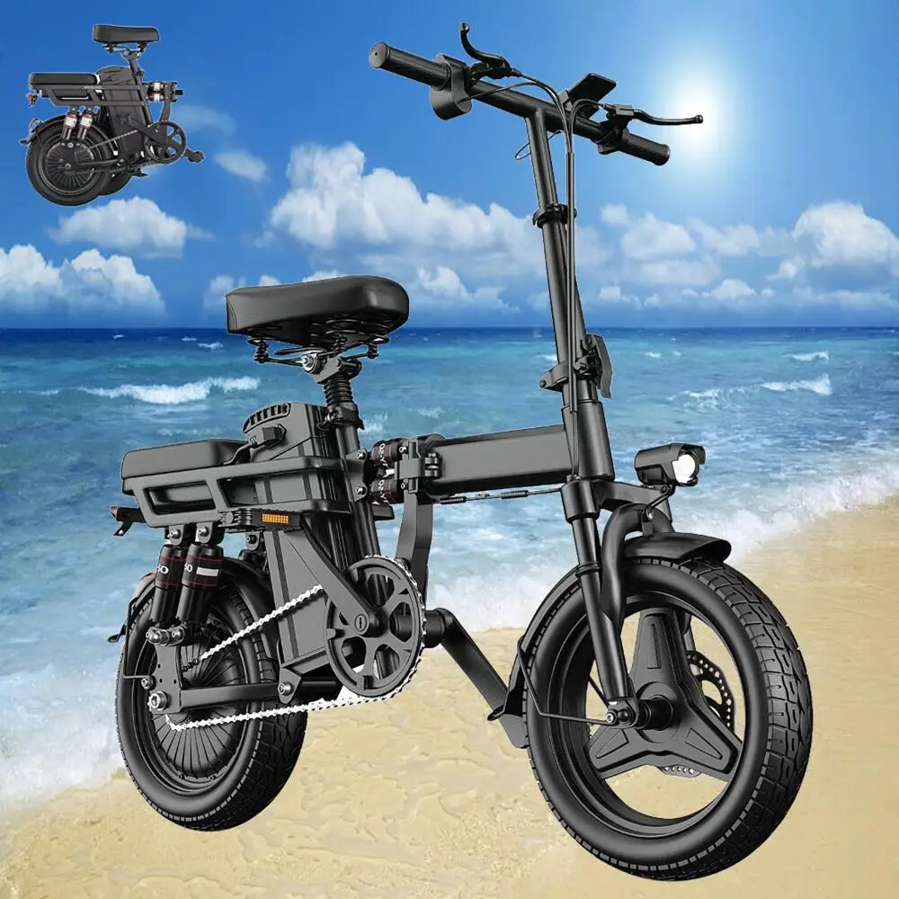 

Adult Folding Electric Motorcycles Bicycle -500W, 30 Mile Long Range, 14 Inch Inflatable Tires, 48V 20AH/15AH/10Ah, Fast Folding